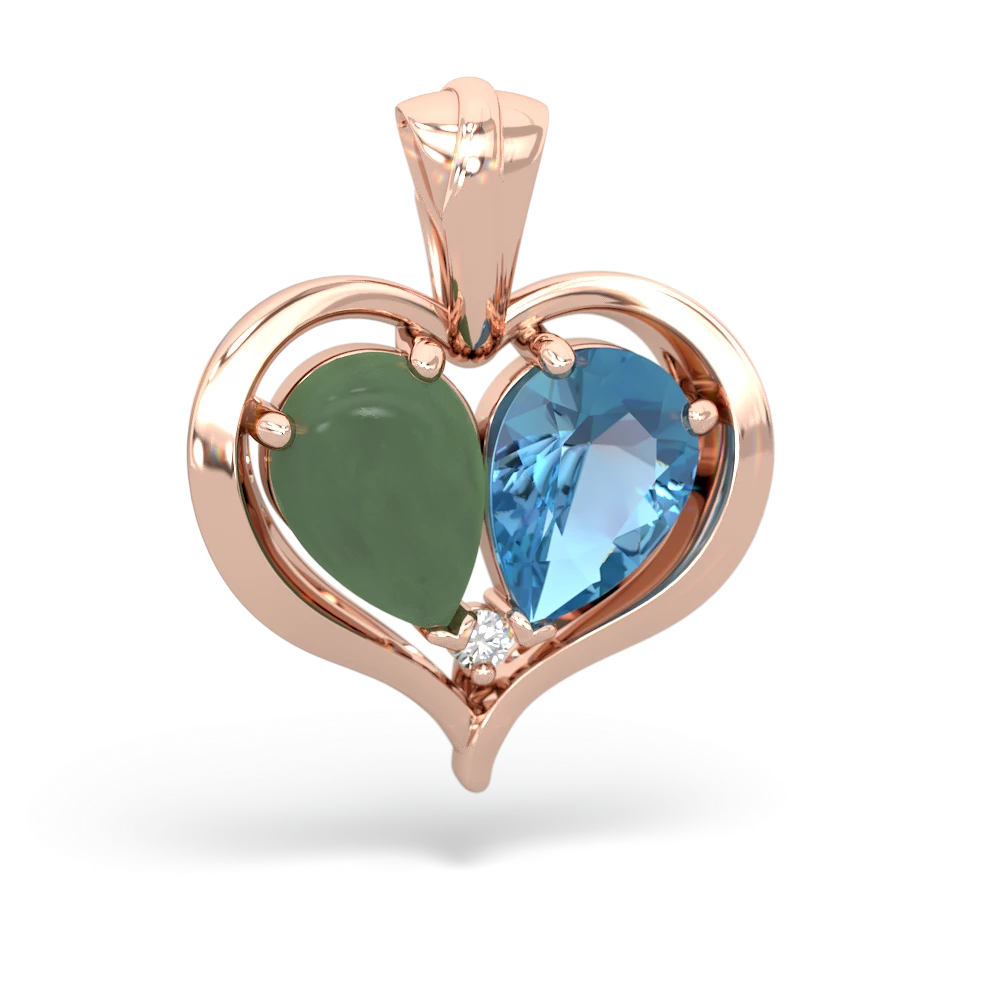 Jade Two Become One 14K Rose Gold pendant P5330