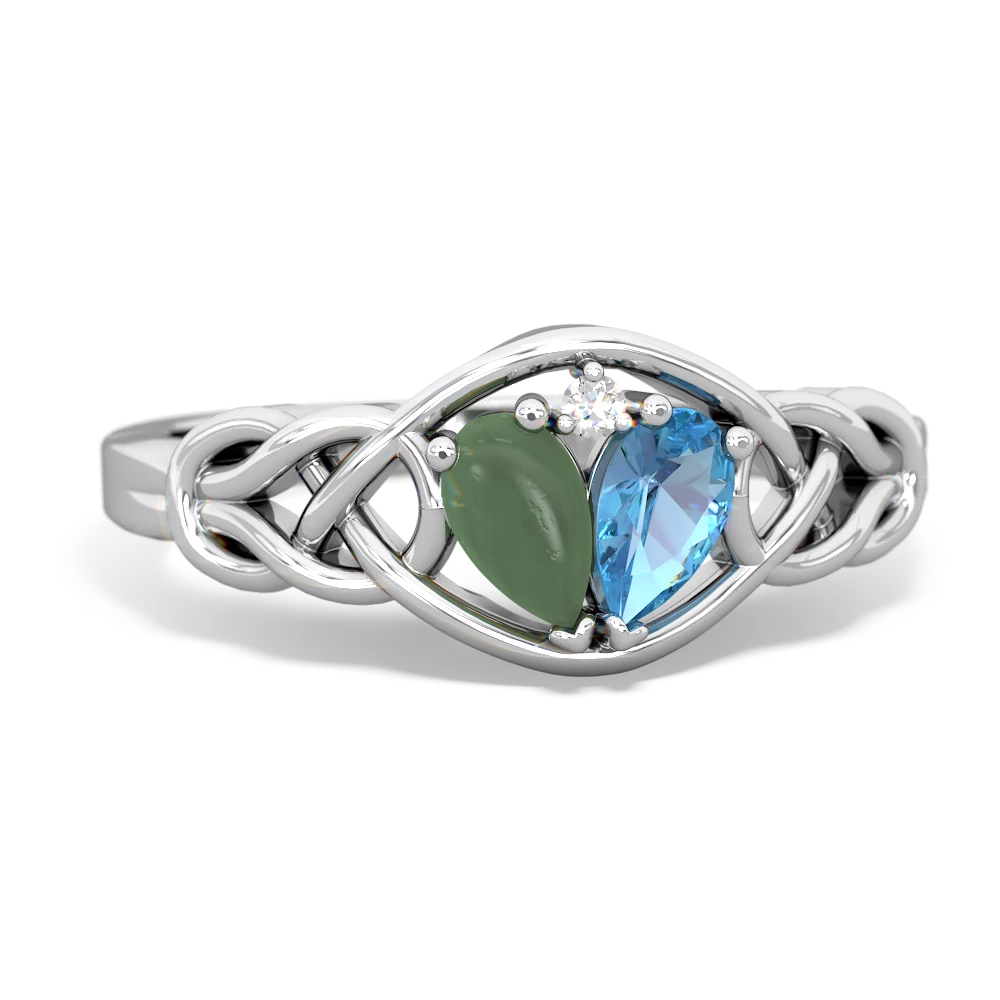 Jade Celtic Love Knot 14K White Gold ring R5420