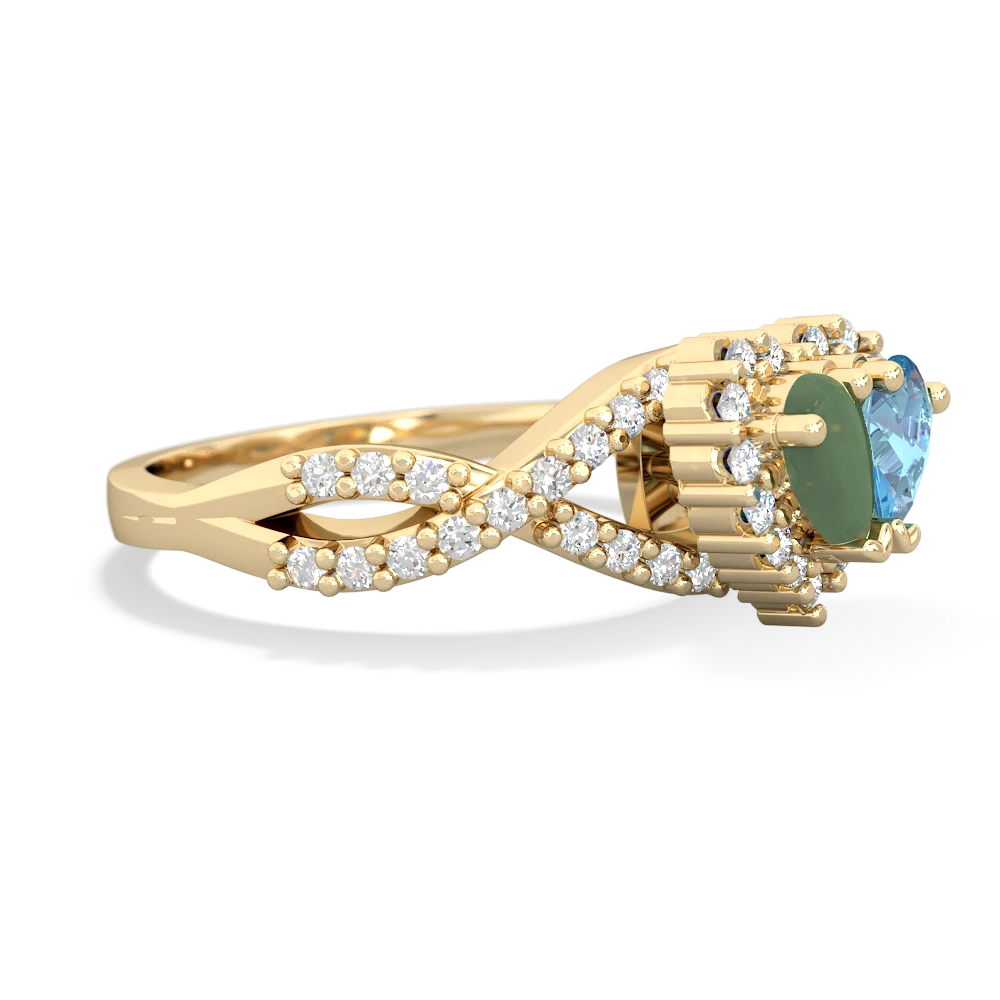 Jade Diamond Twist 'One Heart' 14K Yellow Gold ring R2640HRT