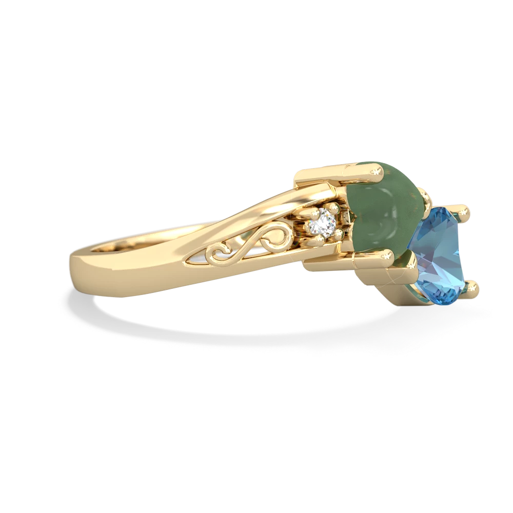 Jade Snuggling Hearts 14K Yellow Gold ring R2178