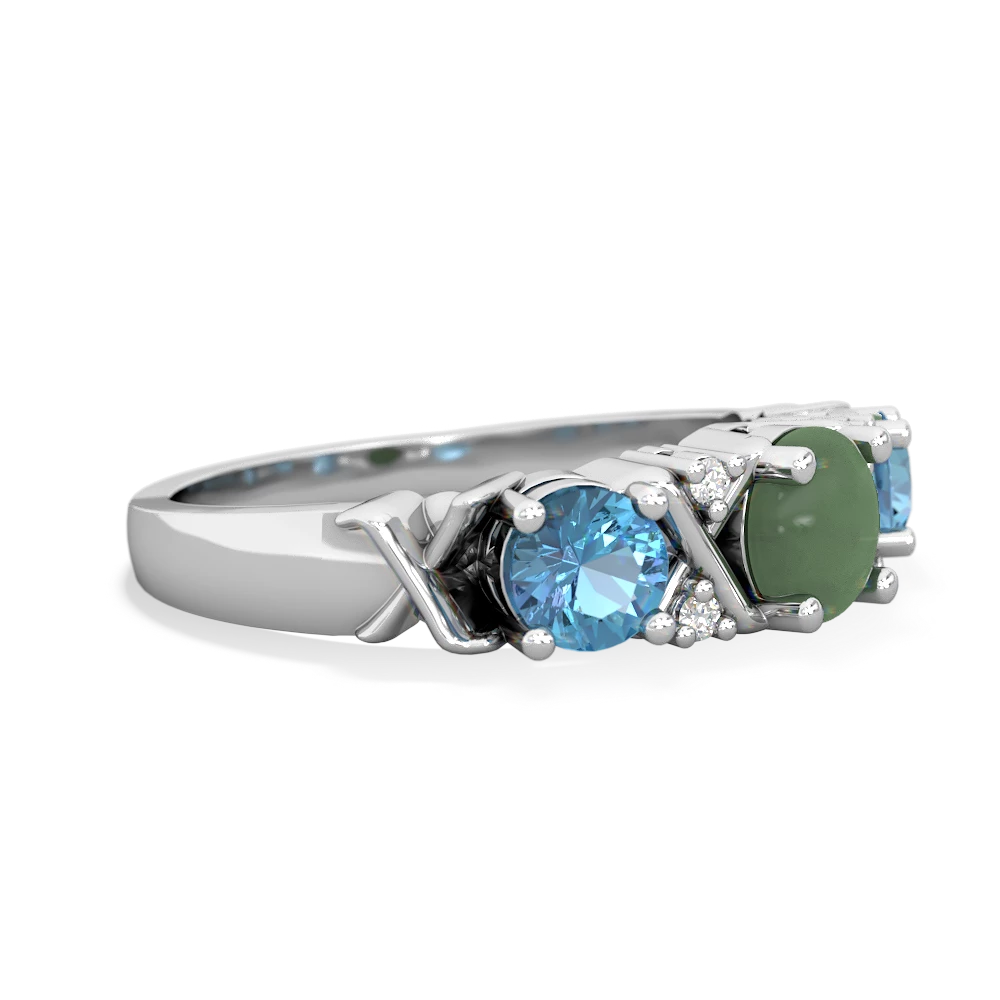 Jade Hugs And Kisses 14K White Gold ring R5016