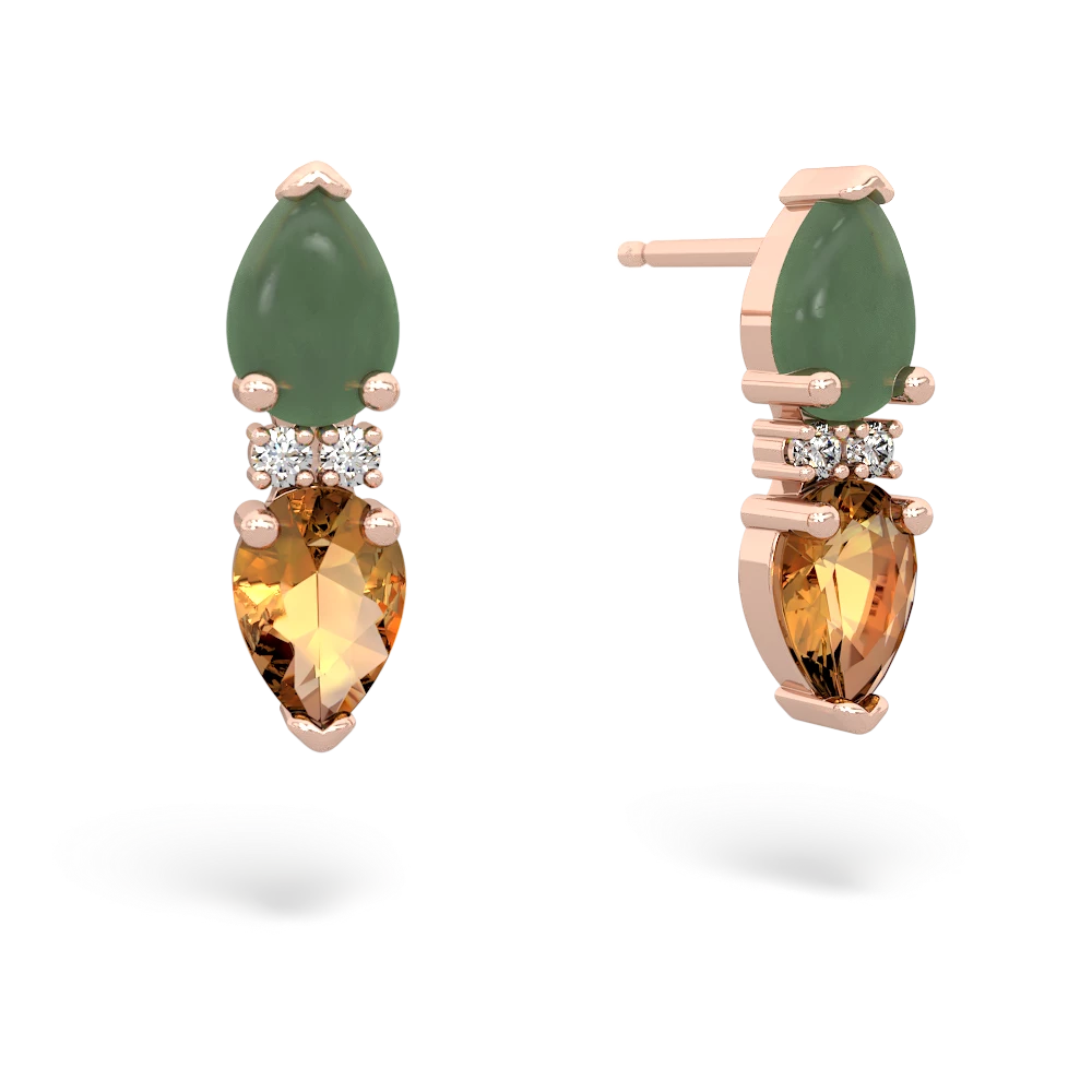 Jade Bowtie Drop 14K Rose Gold earrings E0865