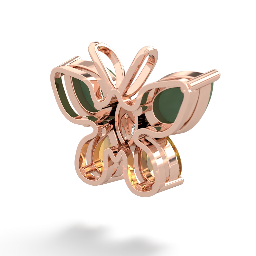 Jade Butterfly 14K Rose Gold pendant P2215