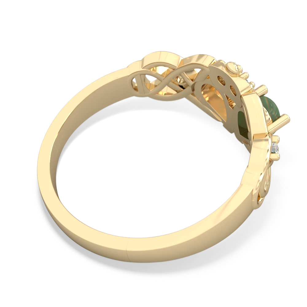 Jade 'One Heart' Celtic Knot Claddagh 14K Yellow Gold ring R5322