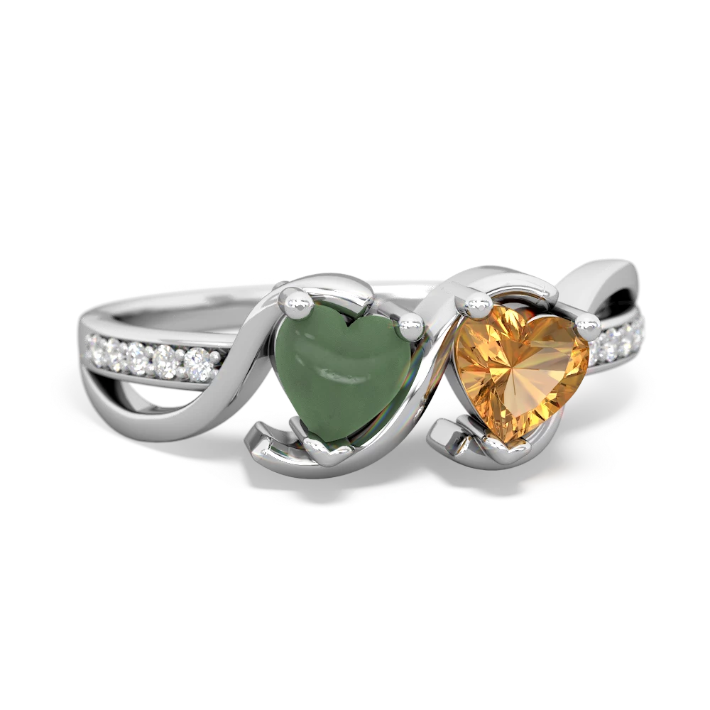 Jade Side By Side 14K White Gold ring R3090