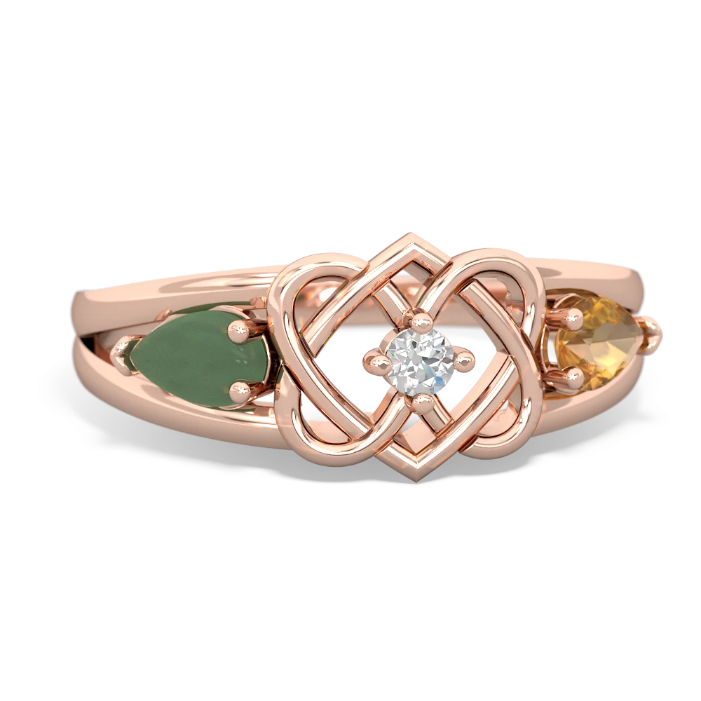 Jade Hearts Intertwined 14K Rose Gold ring R5880