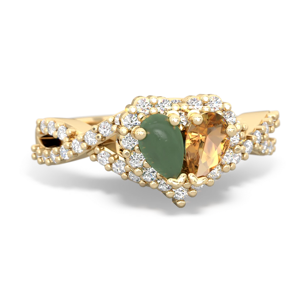 Jade Diamond Twist 'One Heart' 14K Yellow Gold ring R2640HRT