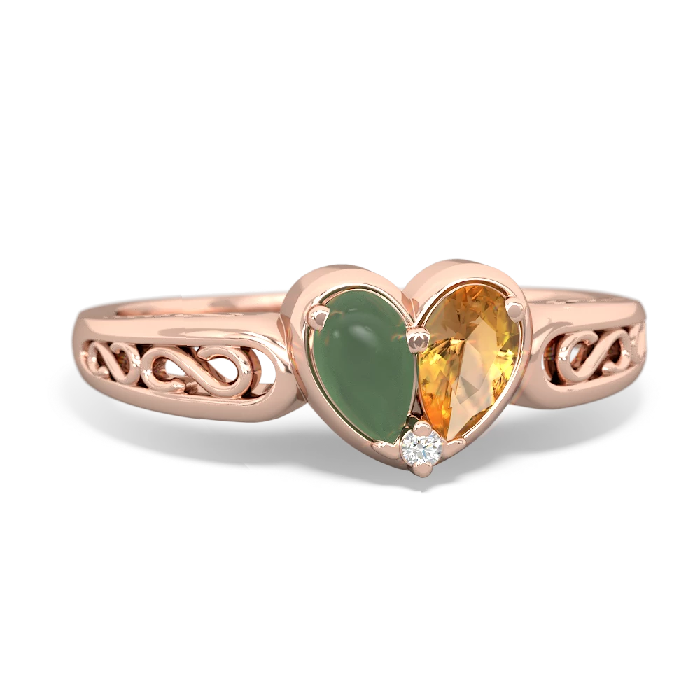 Jade Filligree 'One Heart' 14K Rose Gold ring R5070