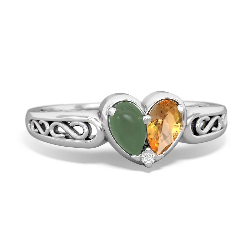 Jade Filligree 'One Heart' 14K White Gold ring R5070