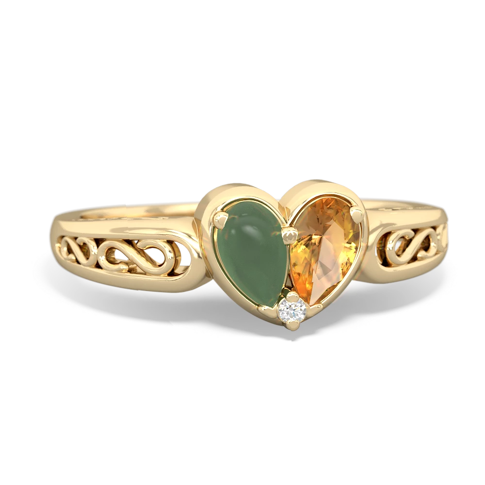 Jade Filligree 'One Heart' 14K Yellow Gold ring R5070