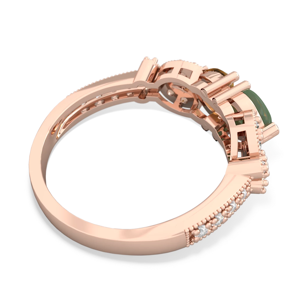 Jade Diamond Butterflies 14K Rose Gold ring R5601