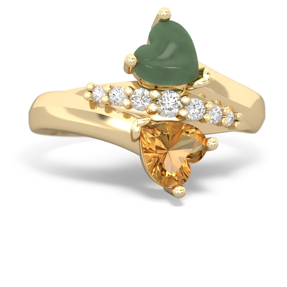 Jade Heart To Heart 14K Yellow Gold ring R2064