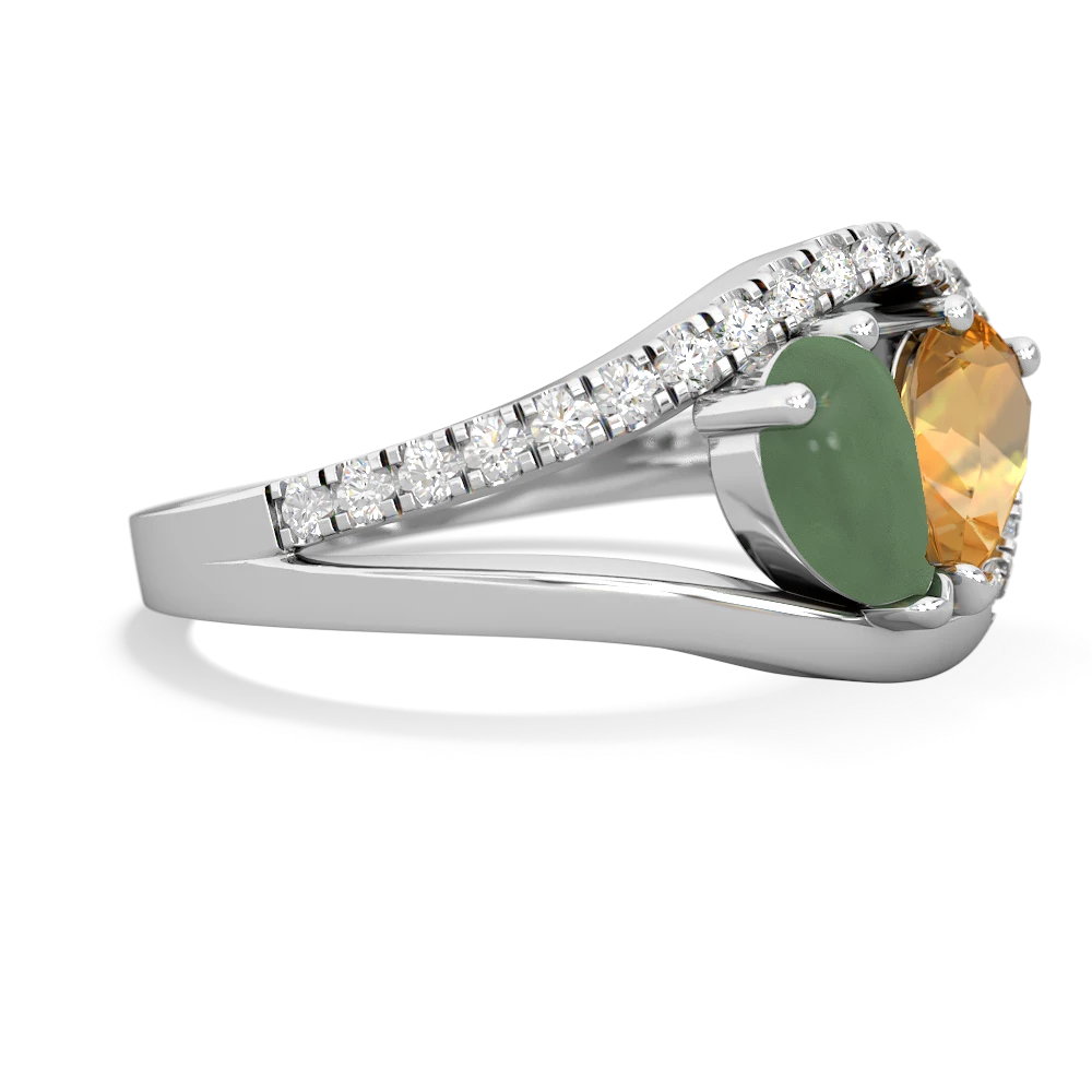 Jade Nestled Heart Keepsake 14K White Gold ring R5650