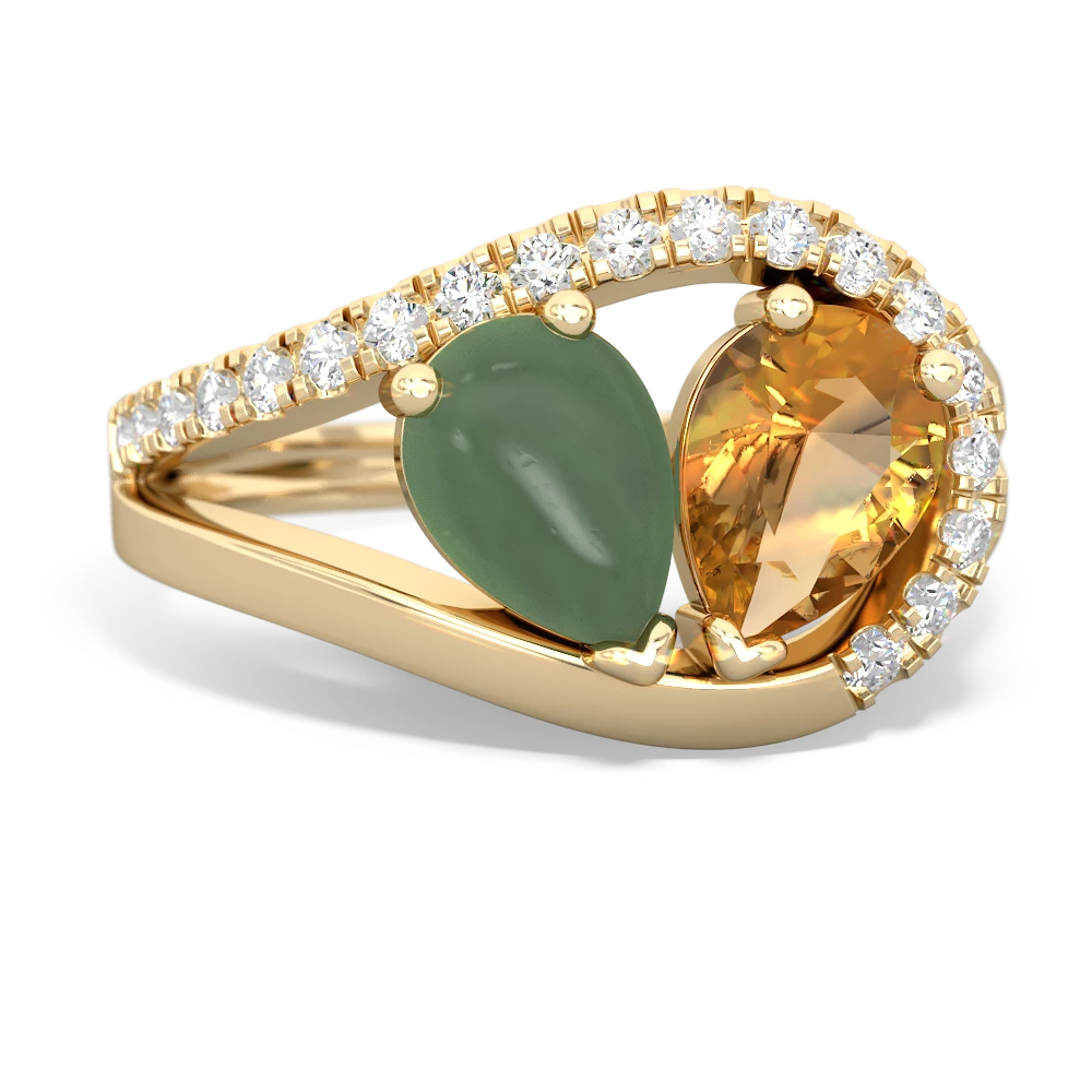 Jade Nestled Heart Keepsake 14K Yellow Gold ring R5650