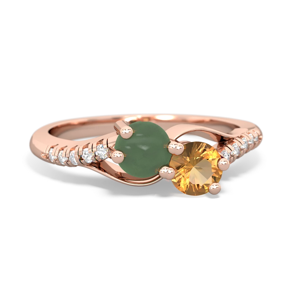 Jade Infinity Pave Two Stone 14K Rose Gold ring R5285