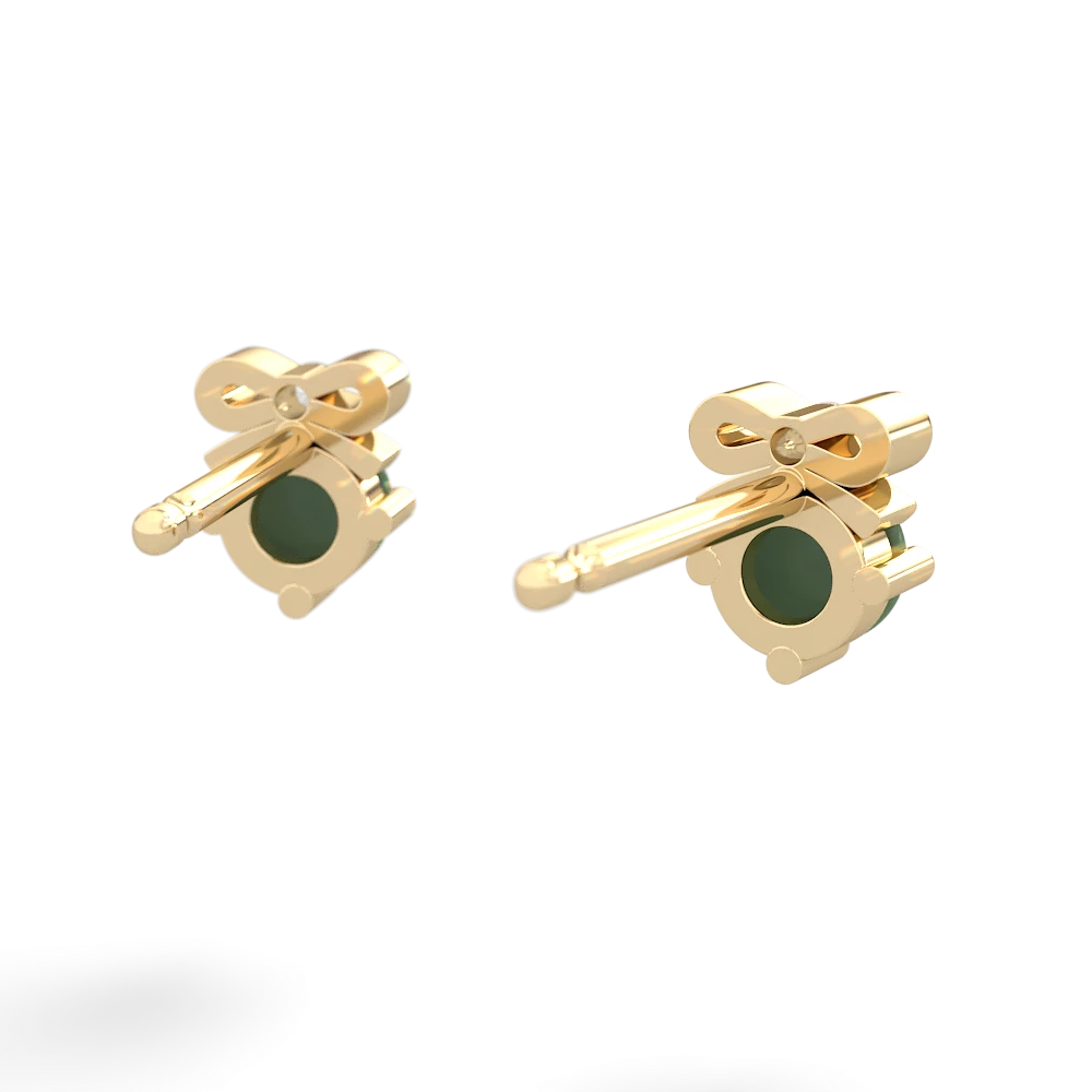 Jade Diamond Bows 14K Yellow Gold earrings E7002