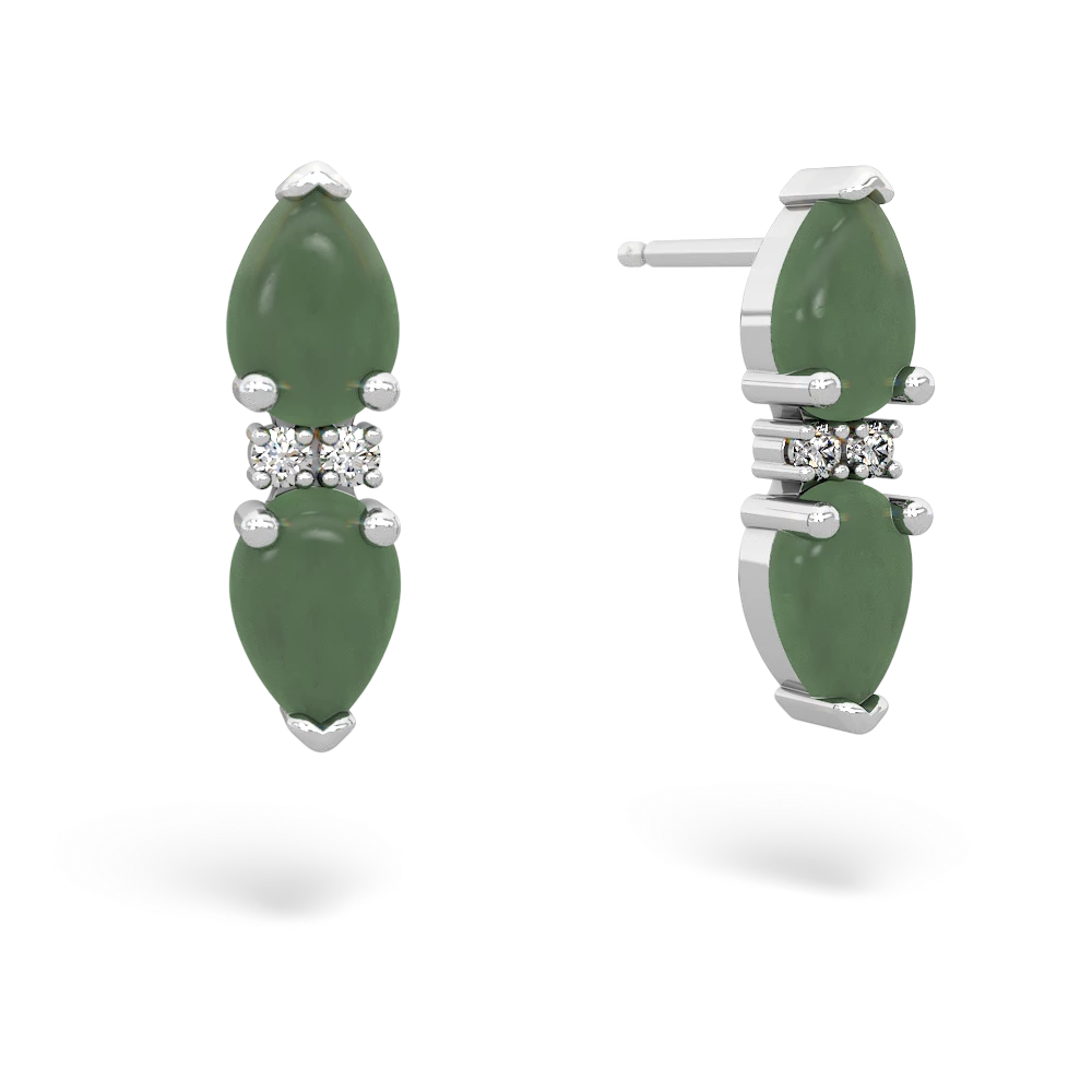 Jade Bowtie Drop 14K White Gold earrings E0865