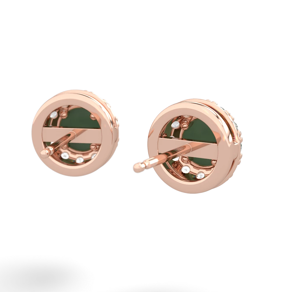 Jade Diamond Halo 14K Rose Gold earrings E5370