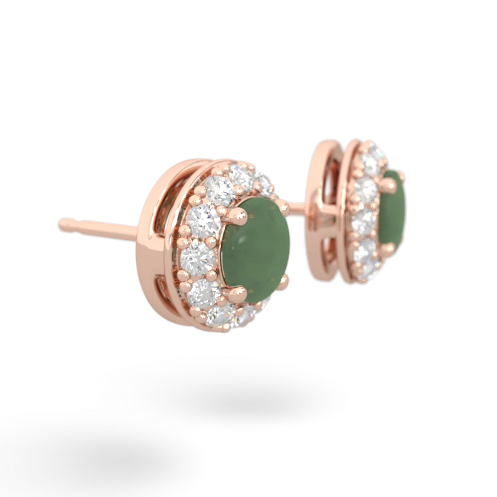 Jade Diamond Halo 14K Rose Gold earrings E5370