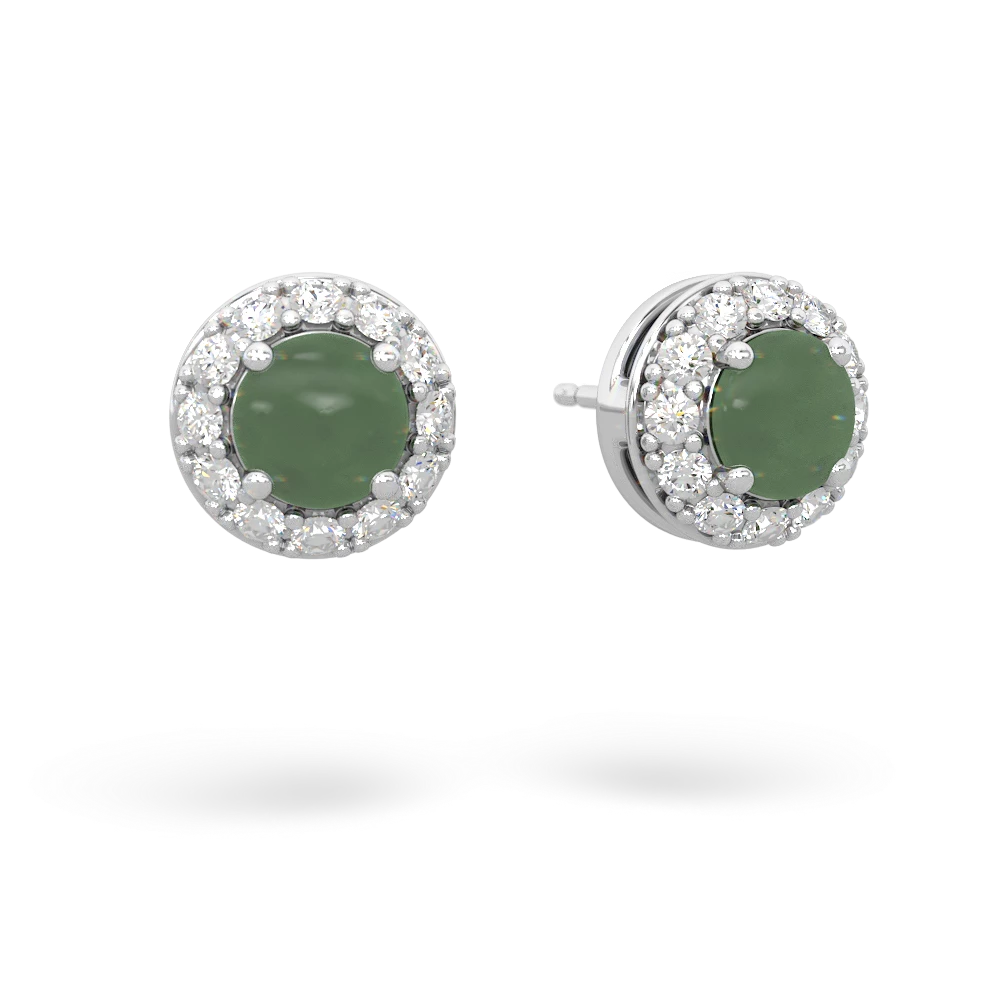 Jade Diamond Halo 14K White Gold earrings E5370