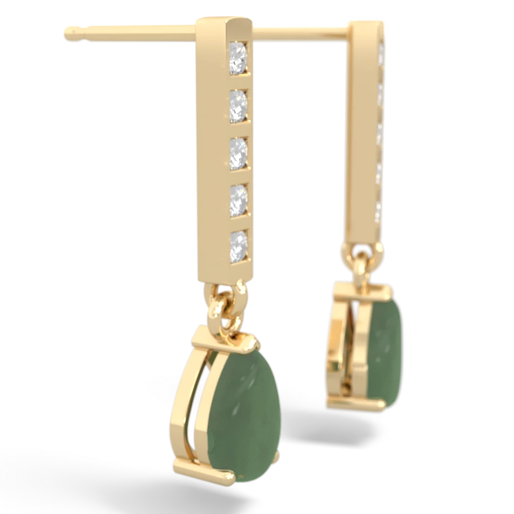 Jade Art Deco Diamond Drop 14K Yellow Gold earrings E5324