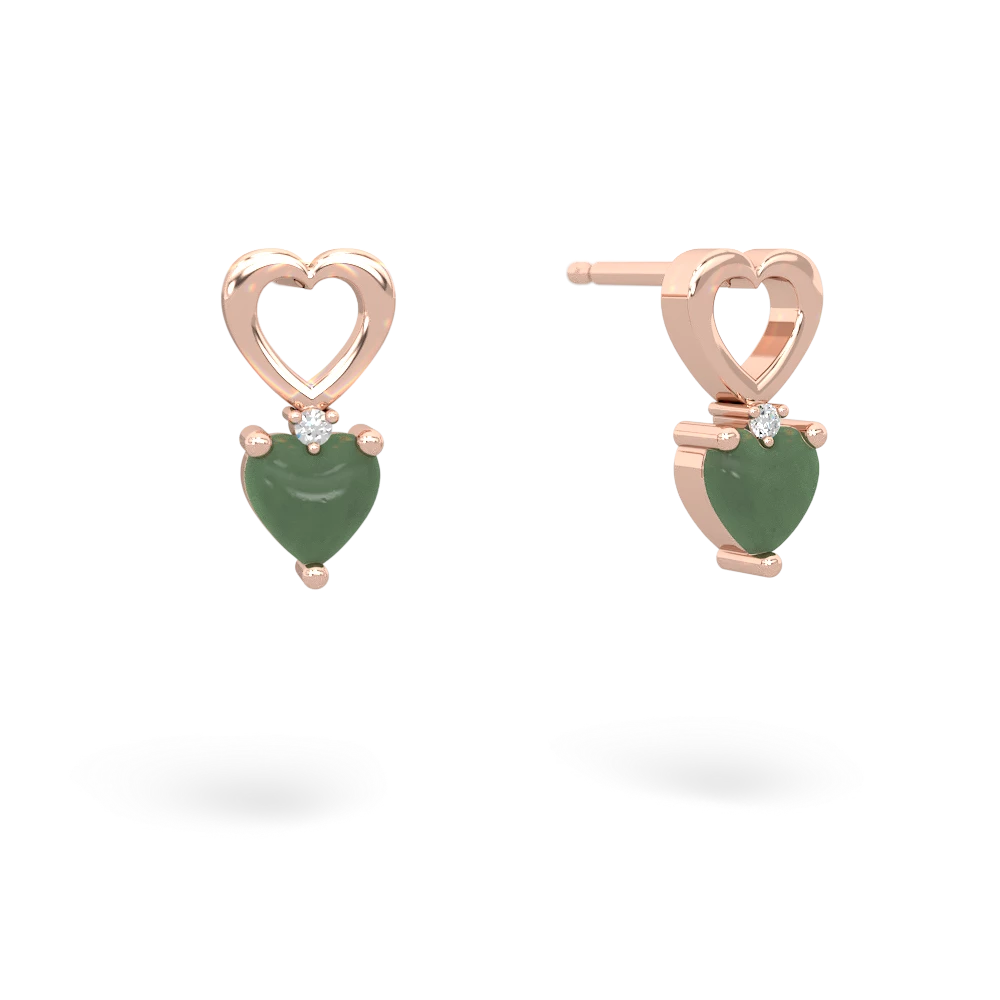 Jade Four Hearts 14K Rose Gold earrings E2558