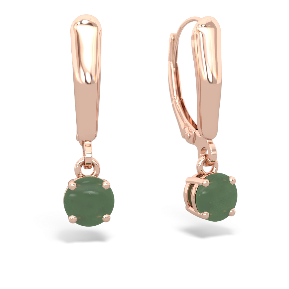 Jade 5Mm Round Lever Back 14K Rose Gold earrings E2785