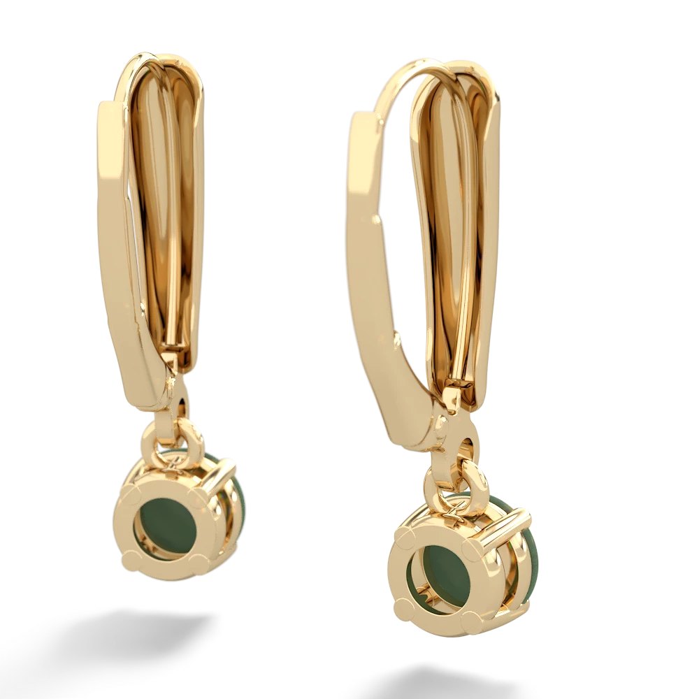 Jade 5Mm Round Lever Back 14K Yellow Gold earrings E2785