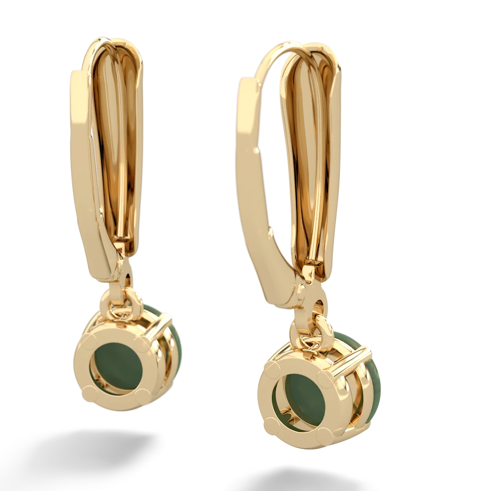 Jade 6Mm  Round Lever Back 14K Yellow Gold earrings E2786