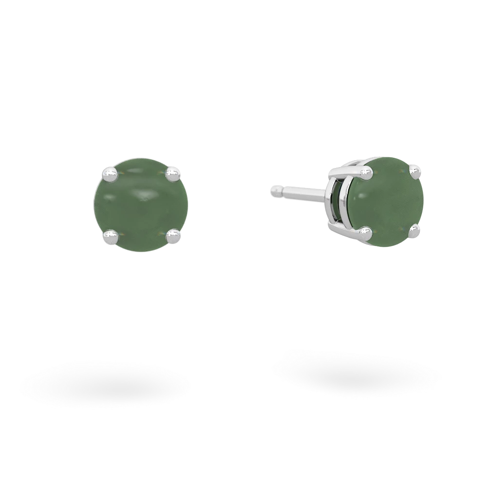 Jade 5Mm Round Stud 14K White Gold earrings E1785