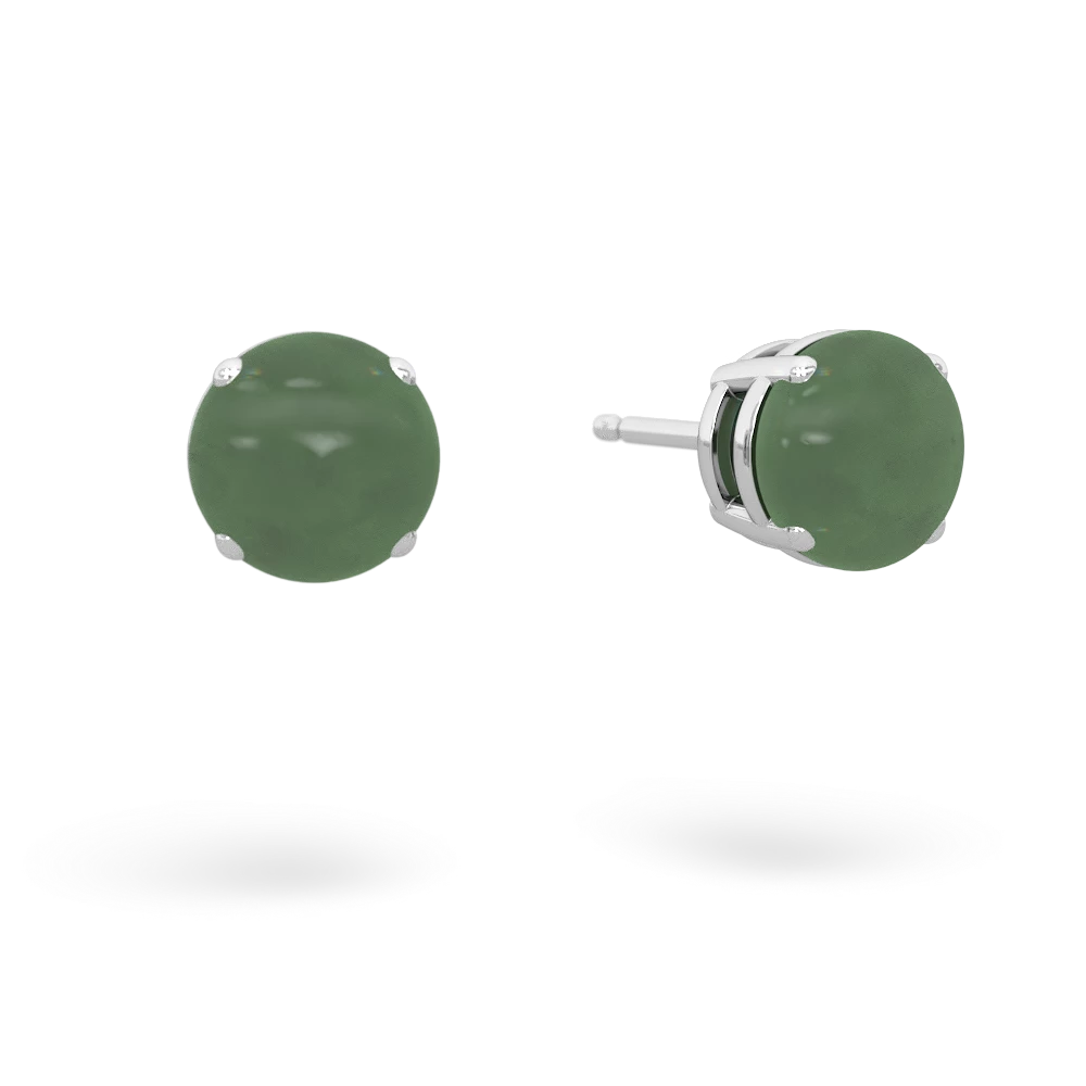 Jade 6Mm Round Stud 14K White Gold earrings E1786