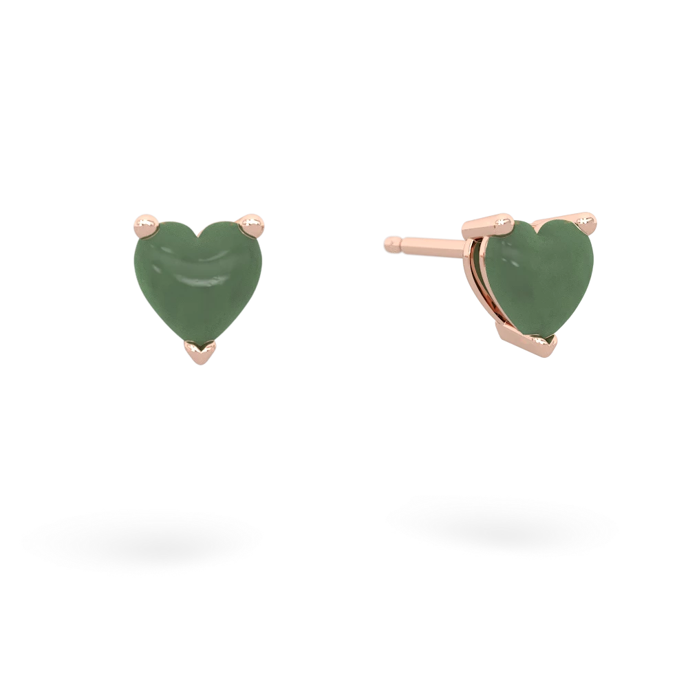 Jade 5Mm Heart Stud 14K Rose Gold earrings E1861