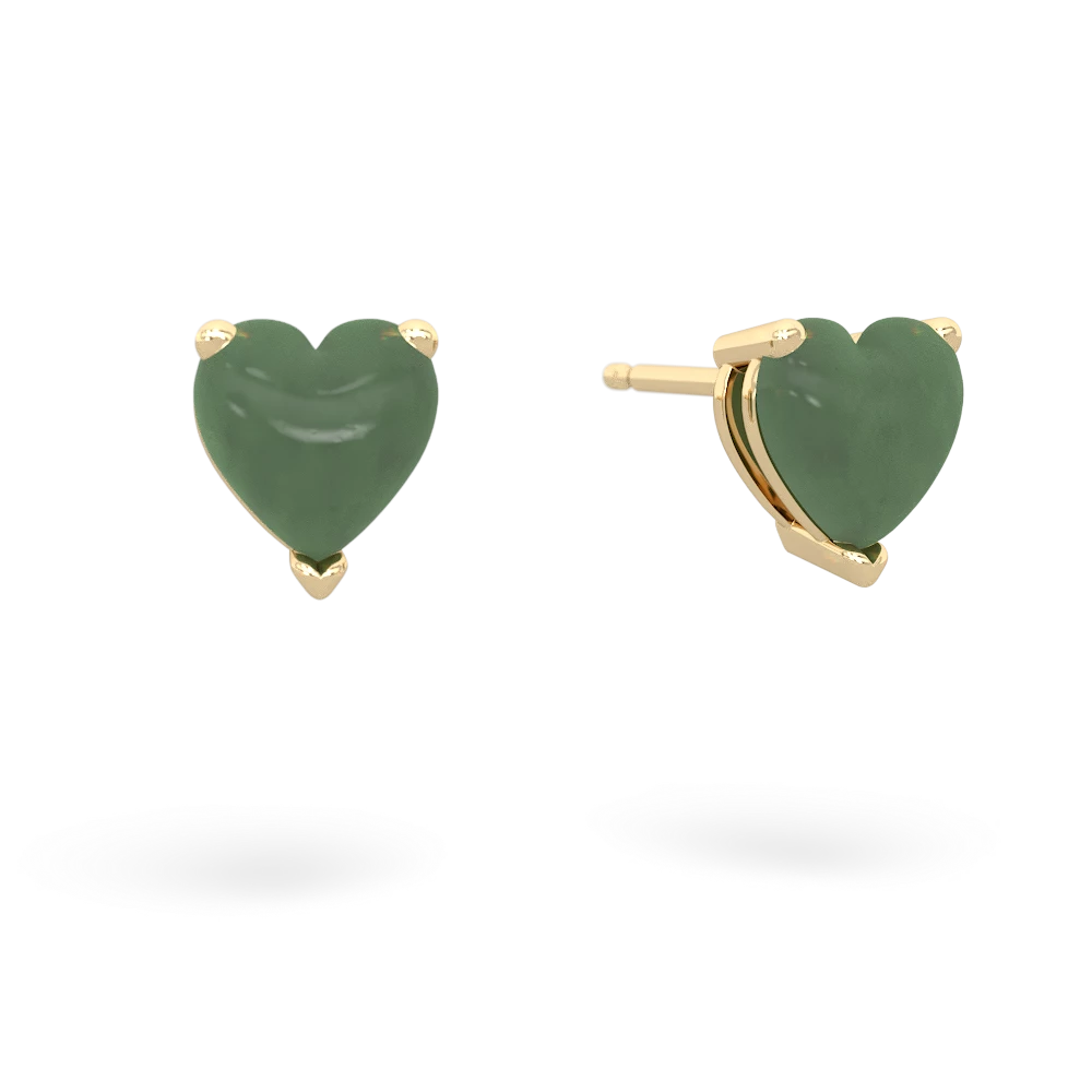 Jade 6Mm Heart Stud 14K Yellow Gold earrings E1862