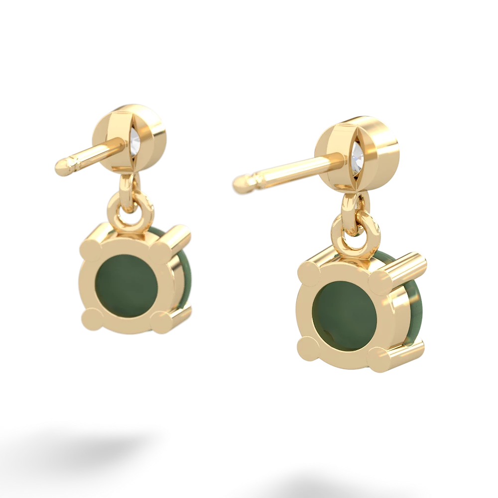 Jade Diamond Drop 6Mm Round 14K Yellow Gold earrings E1986