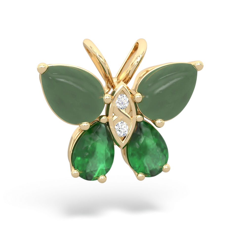 Jade Butterfly 14K Yellow Gold pendant P2215