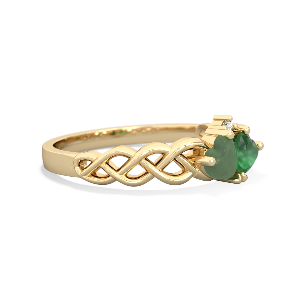 Jade Heart To Heart Braid 14K Yellow Gold ring R5870