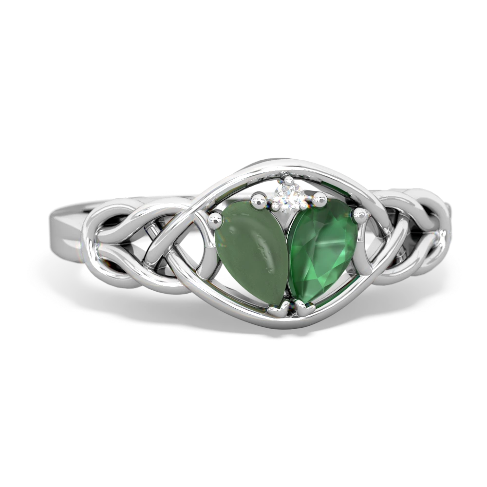 Jade Celtic Love Knot 14K White Gold ring R5420