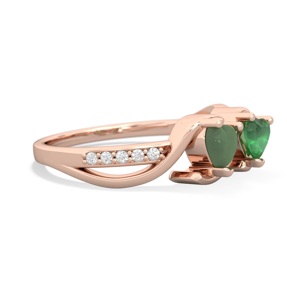 Jade Side By Side 14K Rose Gold ring R3090