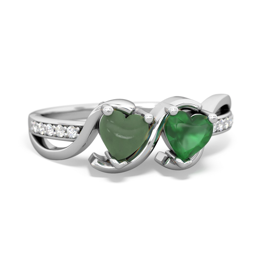 Jade Side By Side 14K White Gold ring R3090