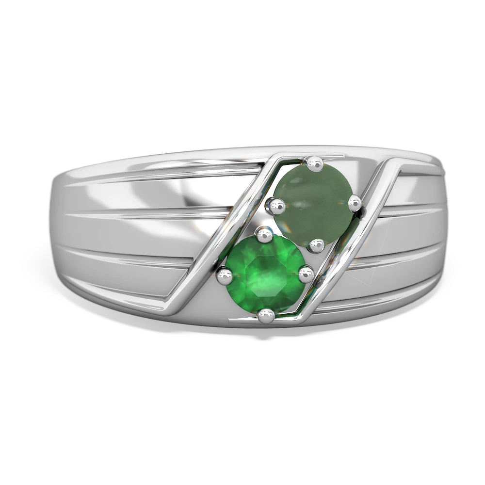 Jade Men's Streamline 14K White Gold ring R0460