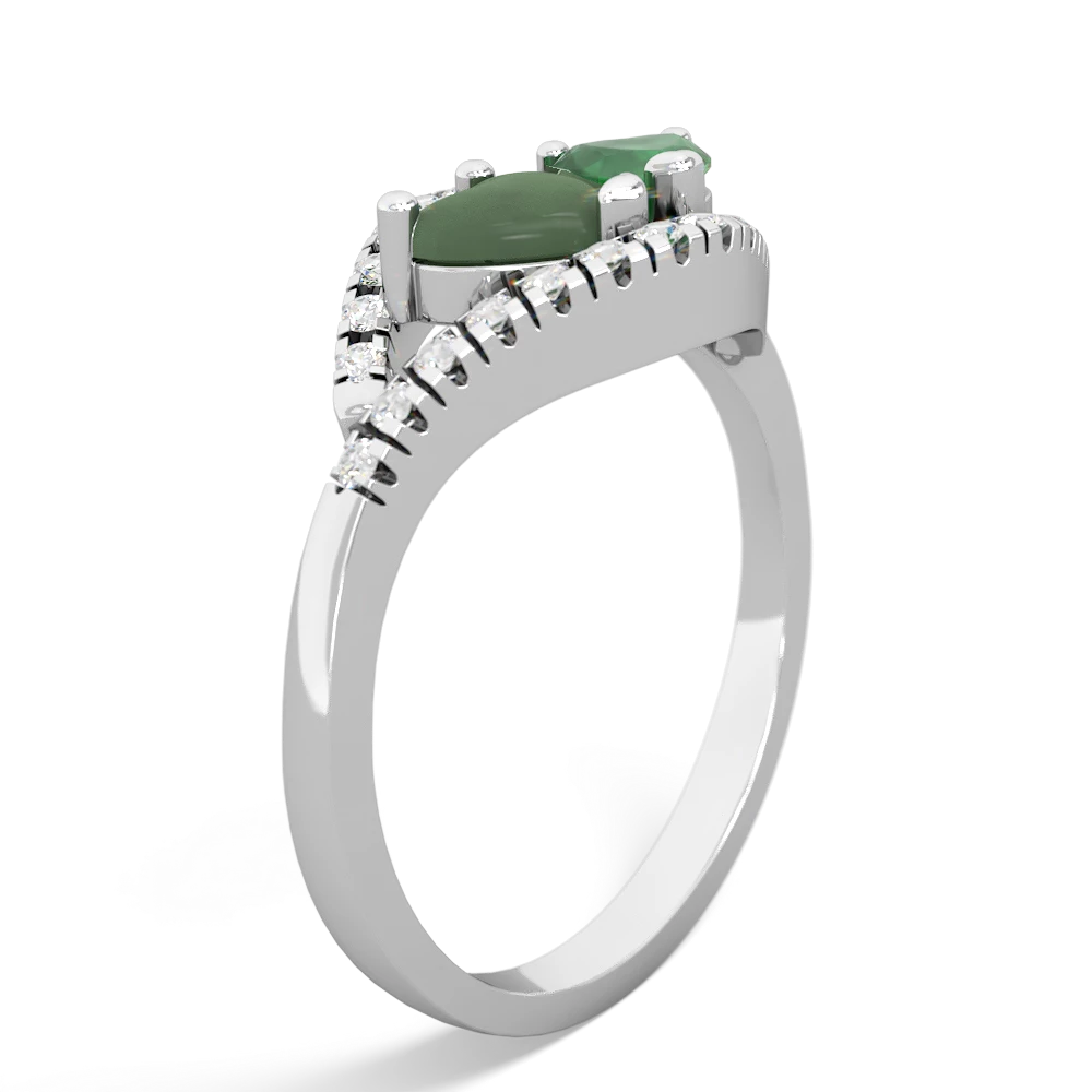 Jade Mother And Child 14K White Gold ring R3010