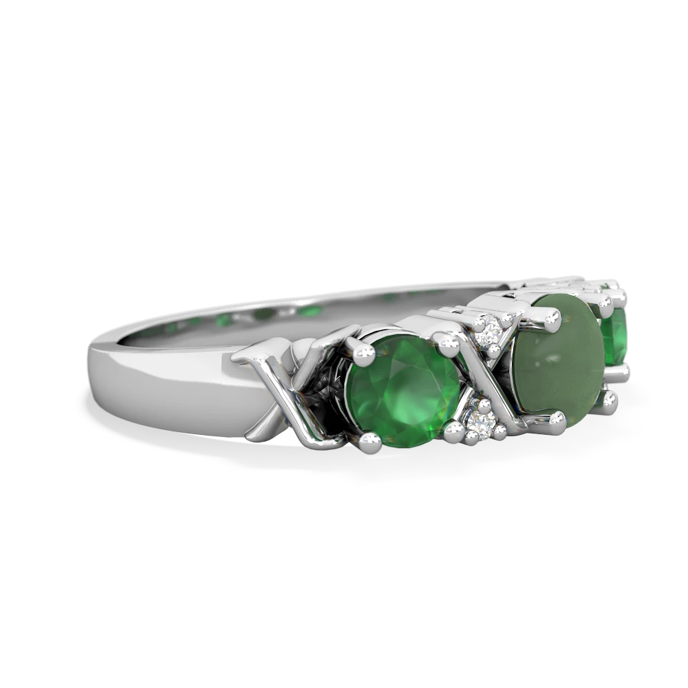 Jade Hugs And Kisses 14K White Gold ring R5016