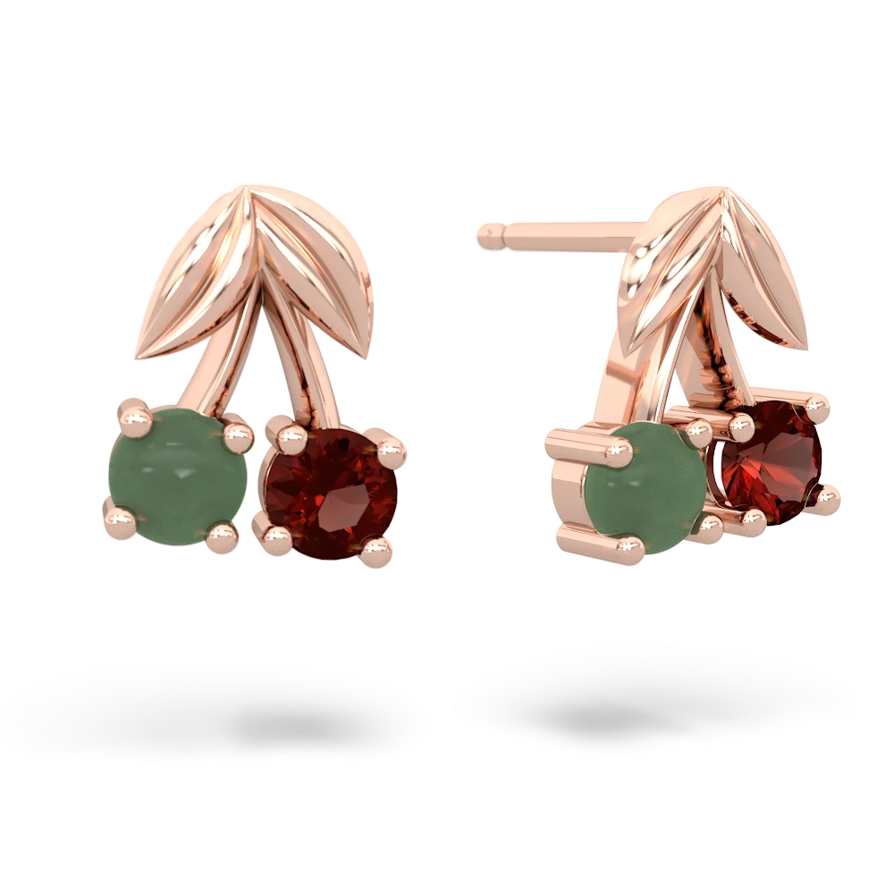 Jade Sweet Cherries 14K Rose Gold earrings E7001