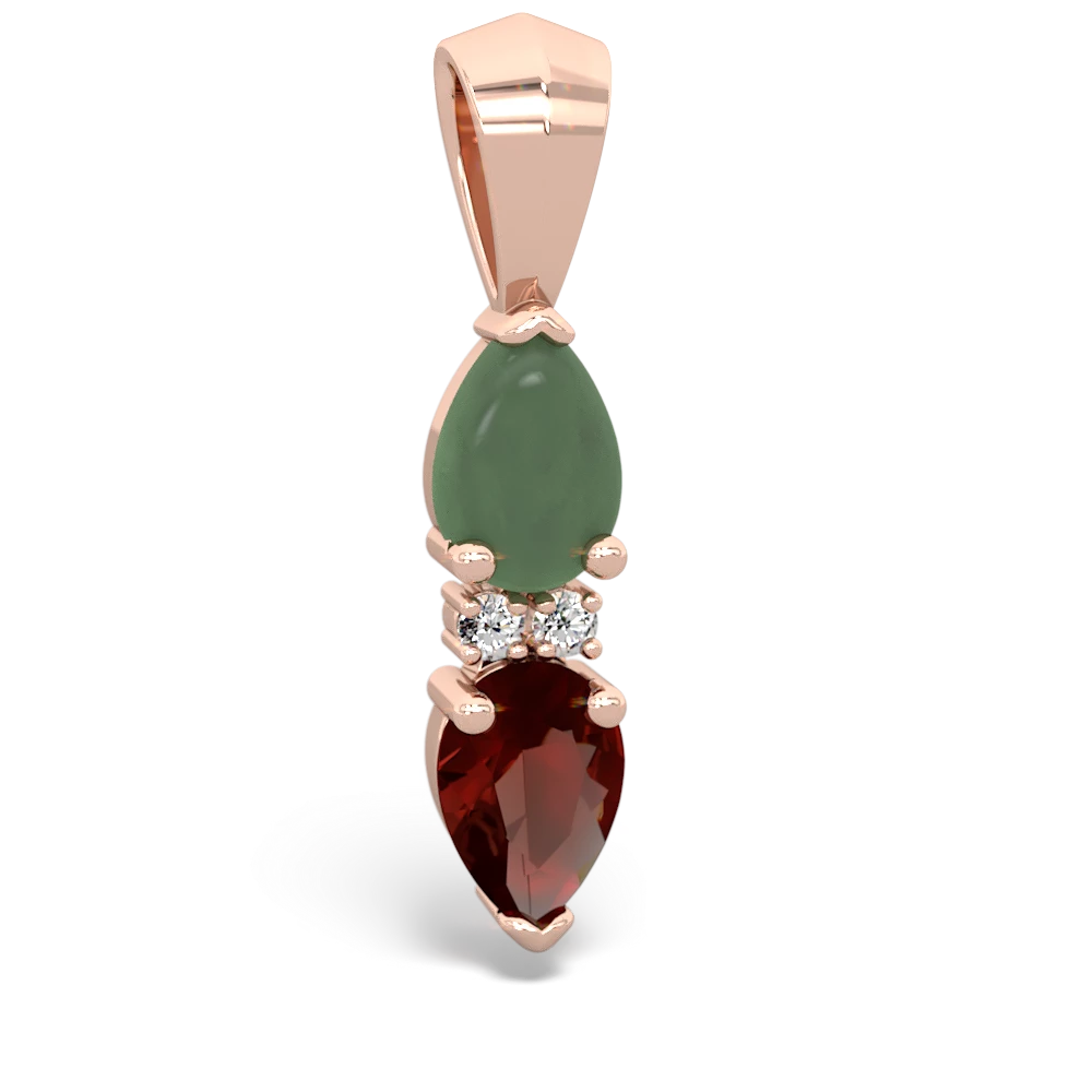 Jade Bowtie Drop 14K Rose Gold pendant P0865