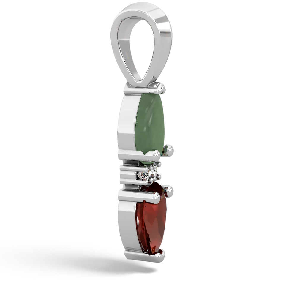 Jade Bowtie Drop 14K White Gold pendant P0865