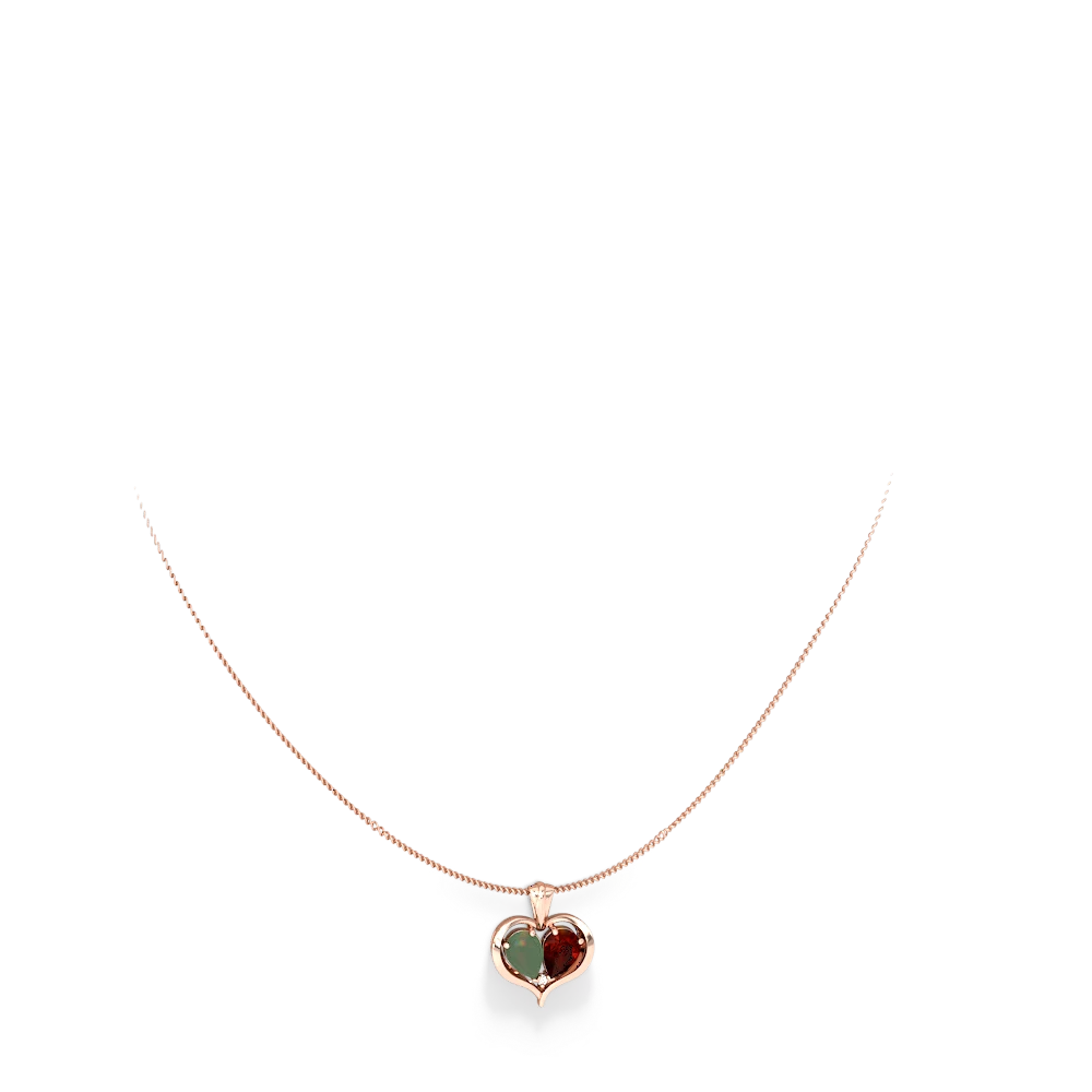 Jade Two Become One 14K Rose Gold pendant P5330