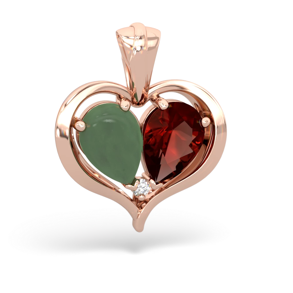 Jade Two Become One 14K Rose Gold pendant P5330