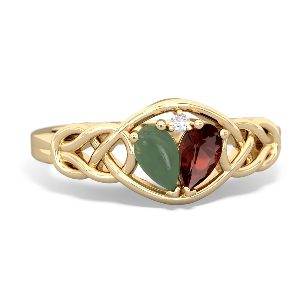 Jade Celtic Love Knot 14K Yellow Gold ring R5420