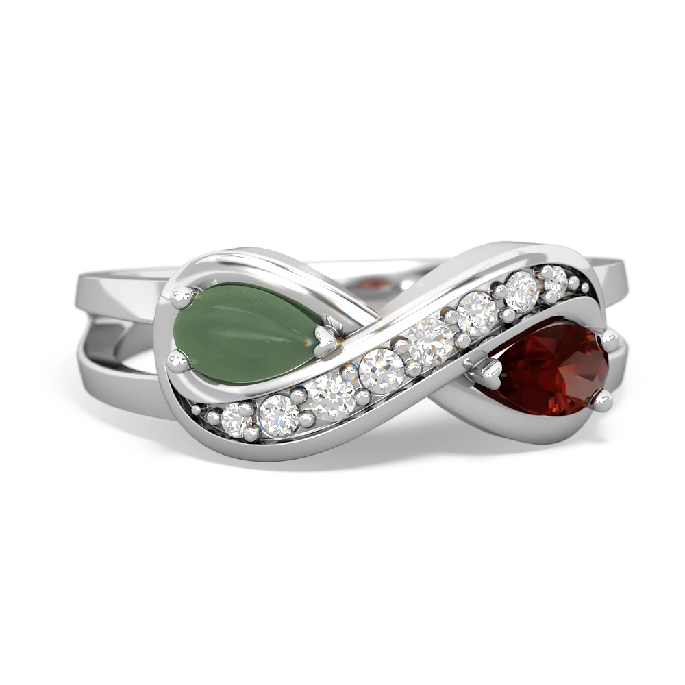 Jade Diamond Infinity 14K White Gold ring R5390