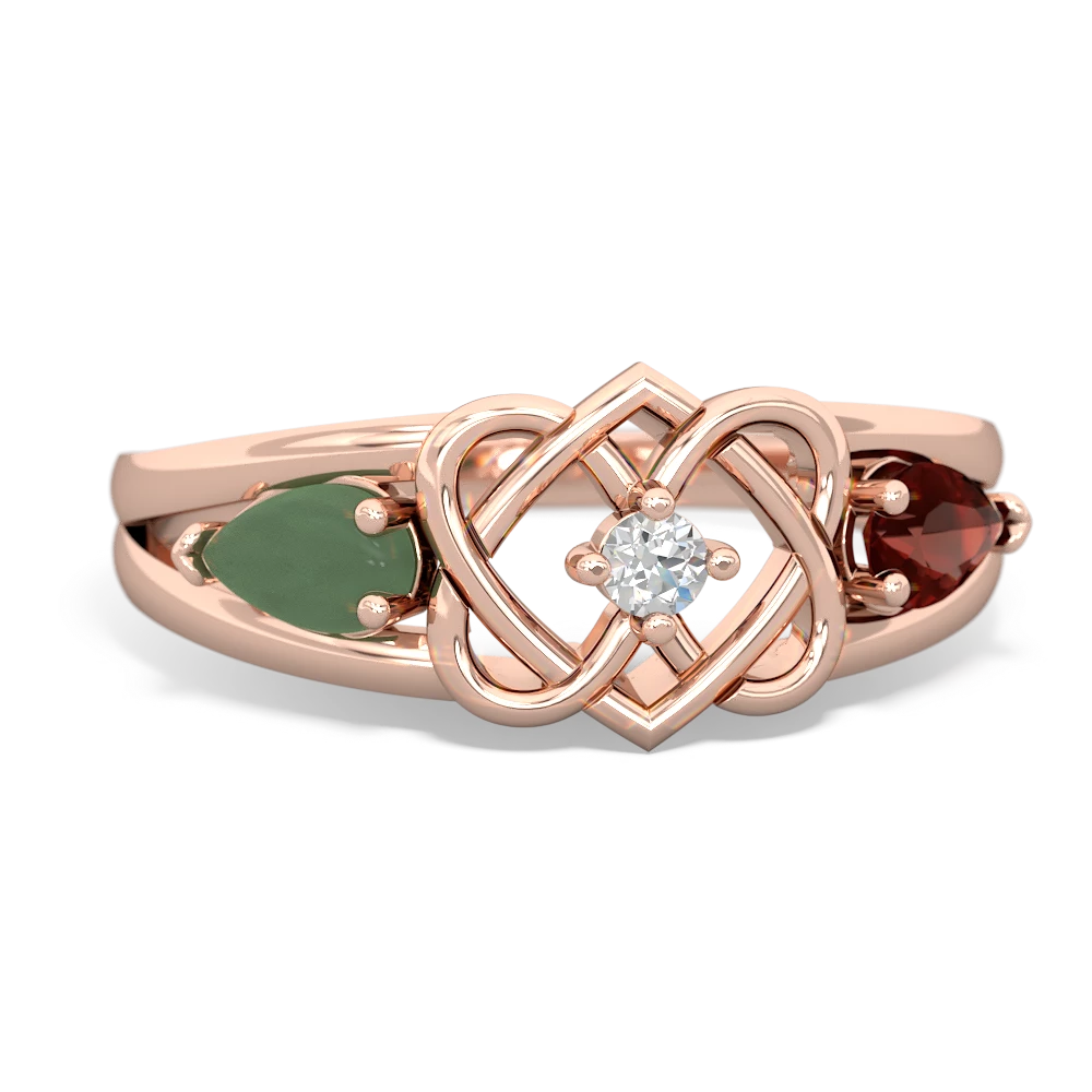 Jade Hearts Intertwined 14K Rose Gold ring R5880